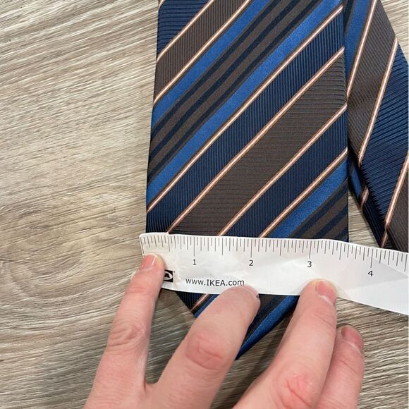 Hugo Boss Pure Silk Black Blue Brown Neck Tie Standart Wide 3 1/2 - Picture 8 of 9